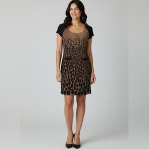 Worth Dress Women Size 4 Geometric Print Tan Black